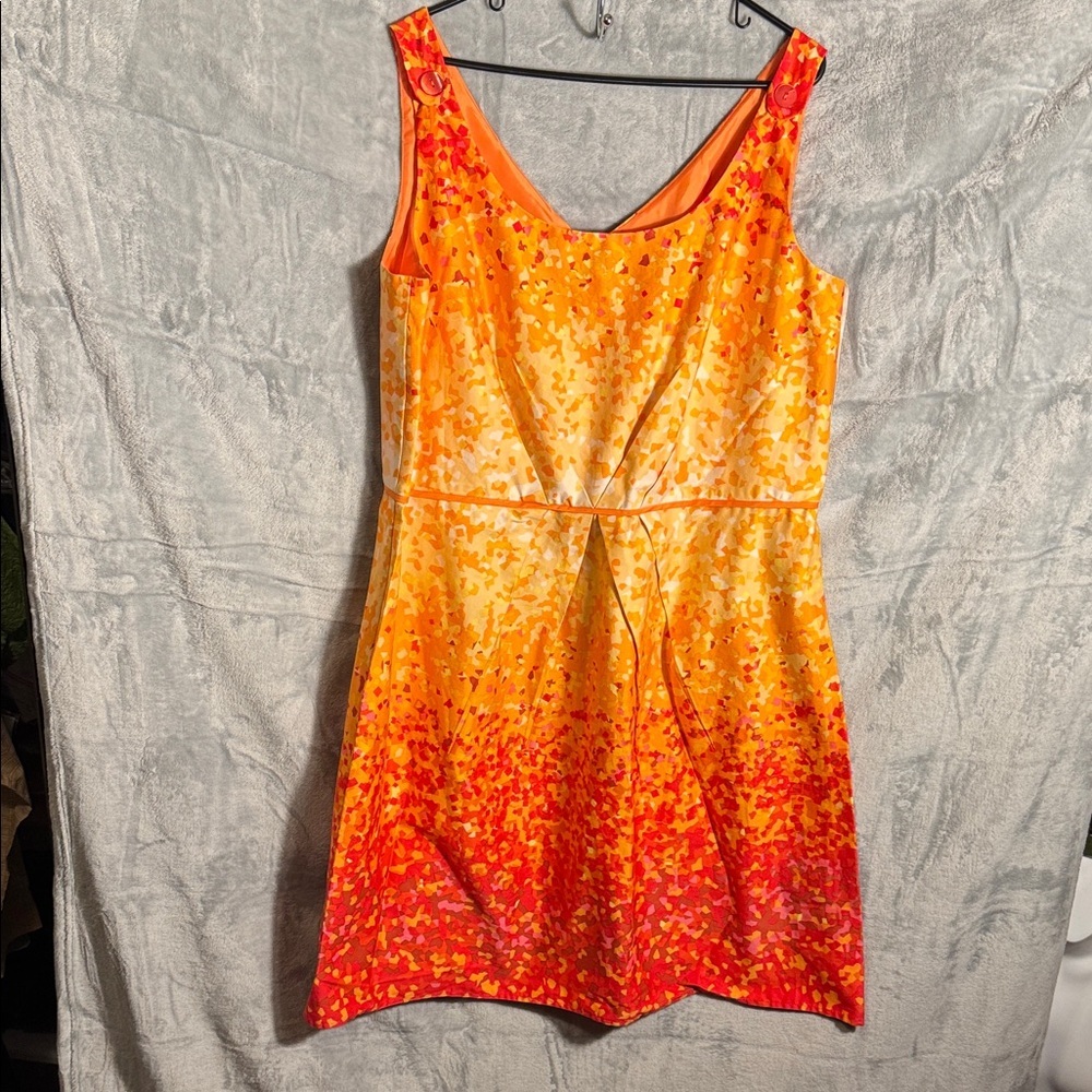 Le Bos dress Vibrant Orange and Red‎ Sleeveless Dress plus size 18W midi pleated